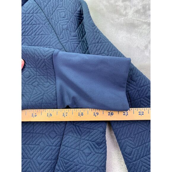 ATHLETA SMALL WOMEN'S QUILTED JACQUARD COWL ATHLETIC ELEVATION PULL OVER BLUE - Picture 12 of 15